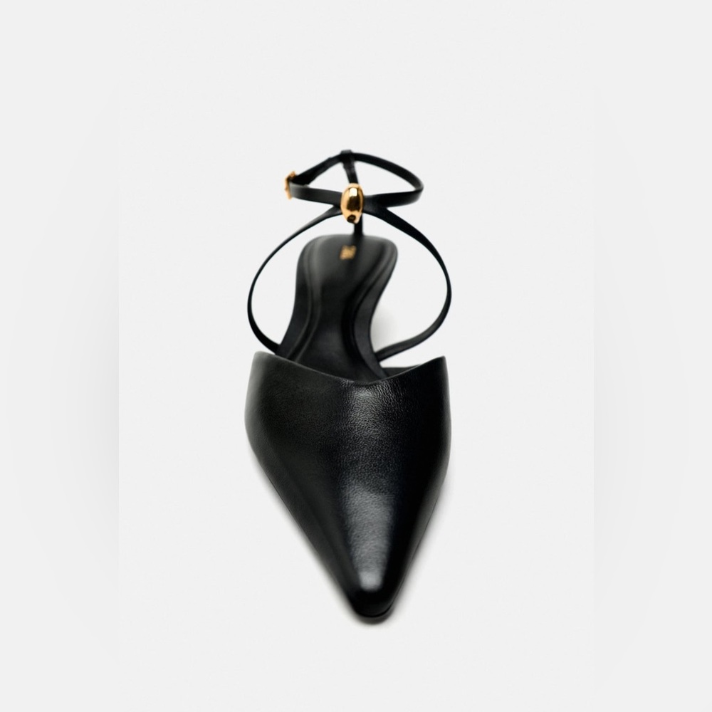ZARA STRAPPY LEATHER KITTEN HEEL SHOES SIZE 9 - Picture 2 of 10